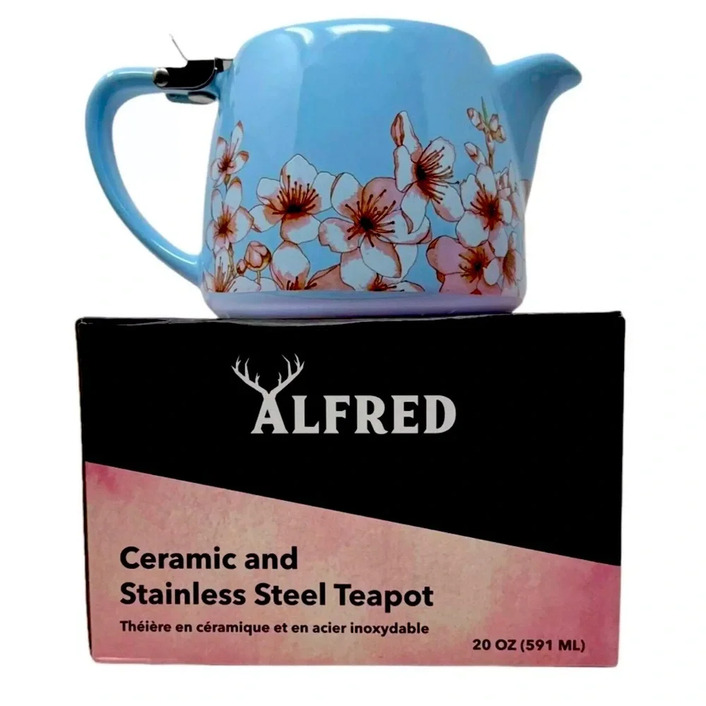 ALFRED Ceramic & Stainless Steel Teapot 20oz dripless spout heat resistant - Picture 7 of 16